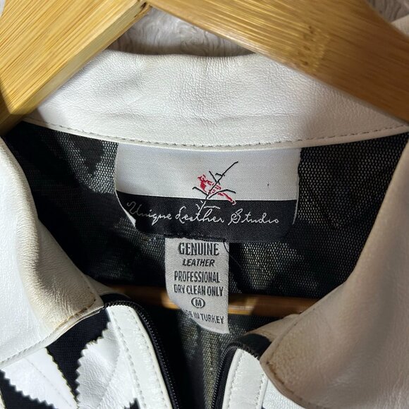 La Jolla Light Jacket‎ Leaf Pattern Zip Up Collared Black White S - Picture 8 of 8